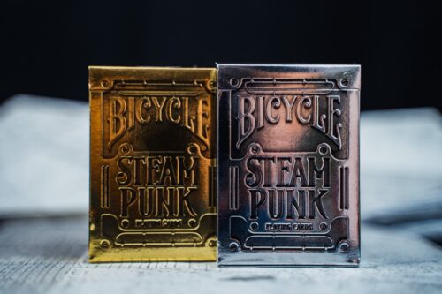 Cartas premium Bicycle Steampunk plateada y dorada