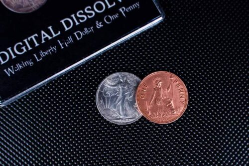 Digital Dissolve con monedas Medio Dólar y Penny numismagia